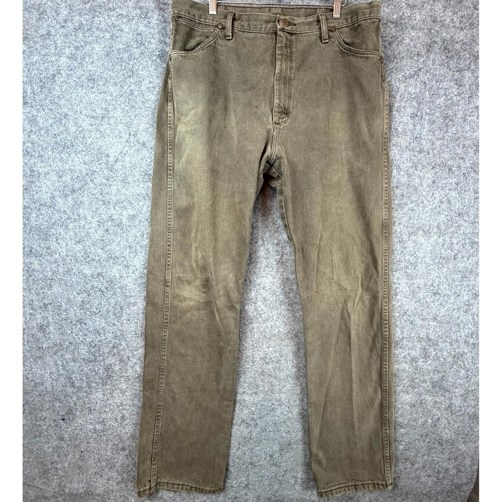 Wrangler Jeans Mens 38 Olive Denim Cotton Cowboy Cut Mid Rise Originalβ Fit